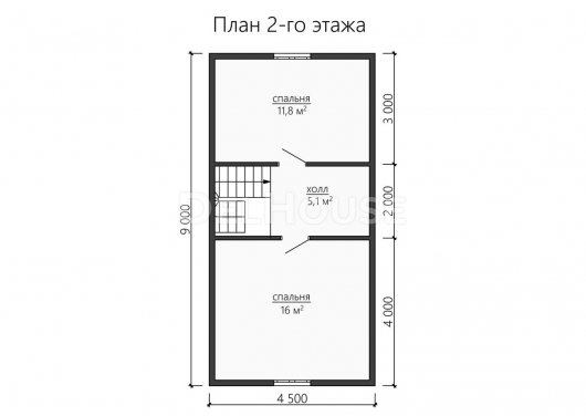 Проект ДБ168 - планировка 2 этажа