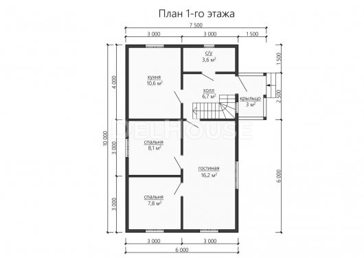 Проект ДБ169 - планировка 1 этажа