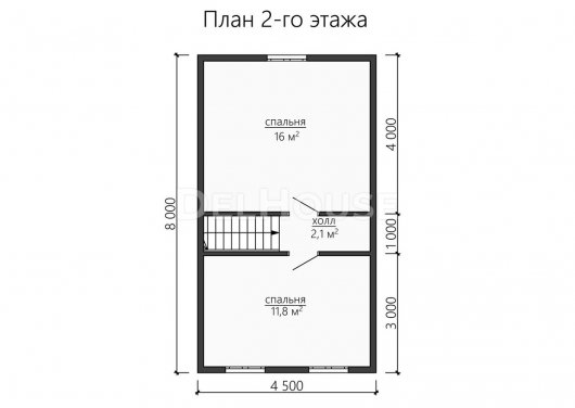 Проект ДБ170 - планировка 2 этажа