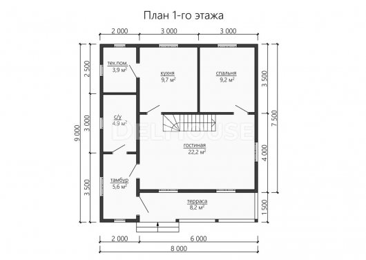 Проект ДБ171 - планировка 1 этажа