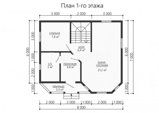 Проект ДБ173 - планировка 1 этажа