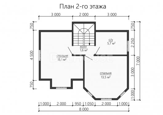 Проект ДБ173 - планировка 2 этажа