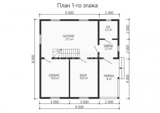Проект ДБ174 - планировка 1 этажа
