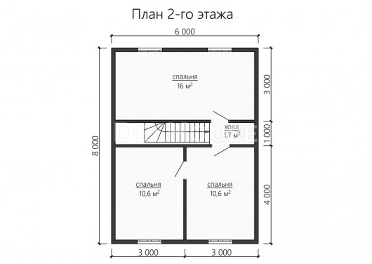 Проект ДБ174 - планировка 2 этажа