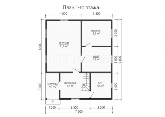 Проект ДБ175 - планировка 1 этажа
