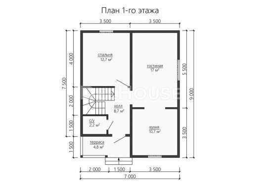 Проект ДБ179 - планировка 1 этажа