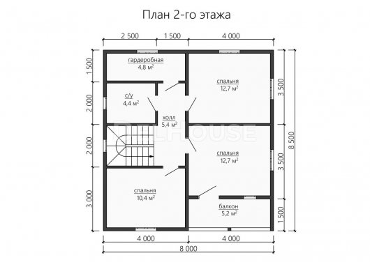 Проект ДБ183 - планировка 2 этажа