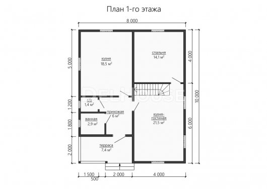 Проект ДБ184 - планировка 1 этажа