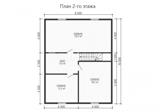 Проект ДБ184 - планировка 2 этажа