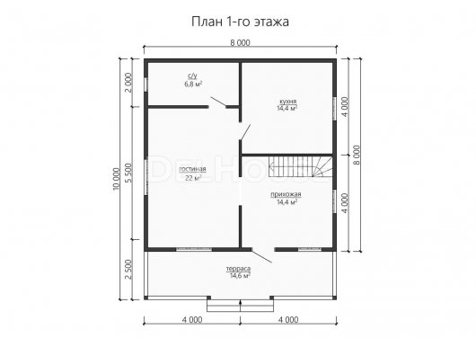 Проект ДБ185 - планировка 1 этажа