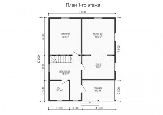 Проект ДБ188 - планировка 1 этажа