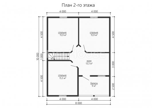 Проект ДБ188 - планировка 2 этажа