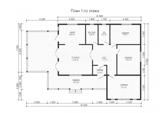 Проект ДБ189 - планировка 1 этажа