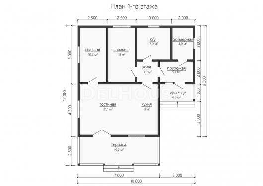 Проект ДБ190 - планировка 1 этажа
