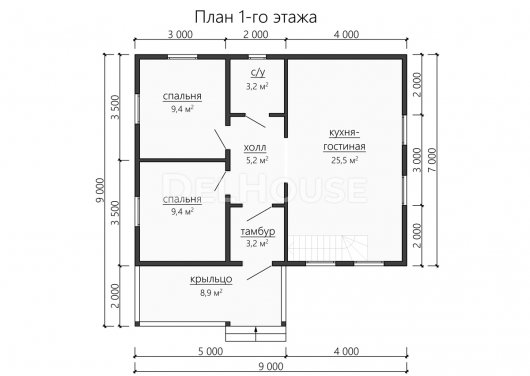 Проект ДБ192 - планировка 1 этажа
