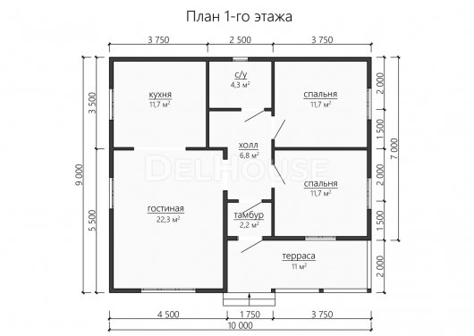 Проект ДБ193 - планировка 1 этажа