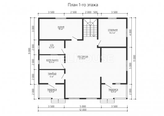 Проект ДБ194 - планировка 1 этажа