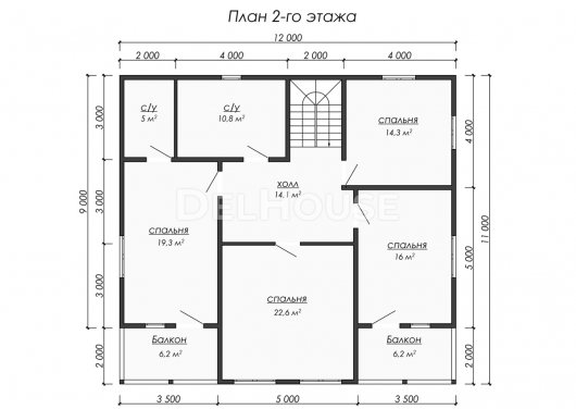 Проект ДБ194 - планировка 2 этажа
