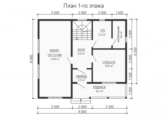 Проект ДБ195 - планировка 1 этажа