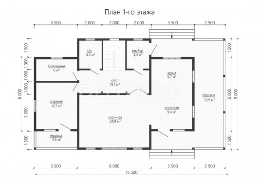 Проект ДБ196 - планировка 1 этажа