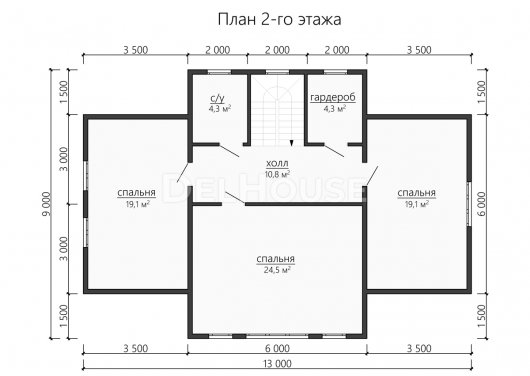 Проект ДБ196 - планировка 2 этажа