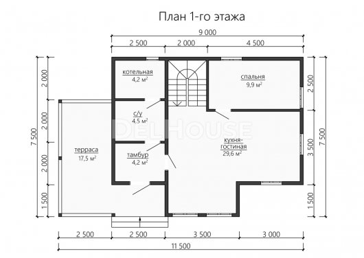 Проект ДБ197 - планировка 1 этажа