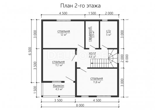 Проект ДБ199 - планировка 2 этажа