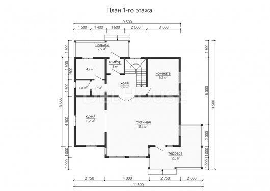 Проект ДБ200 - планировка 1 этажа