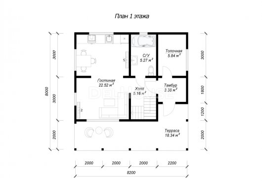 ДБ219 - планировка 1 этажа