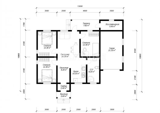 ДБ222 - планировка 1 этажа
