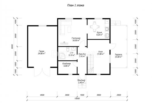 ДБ223 - планировка 1 этажа
