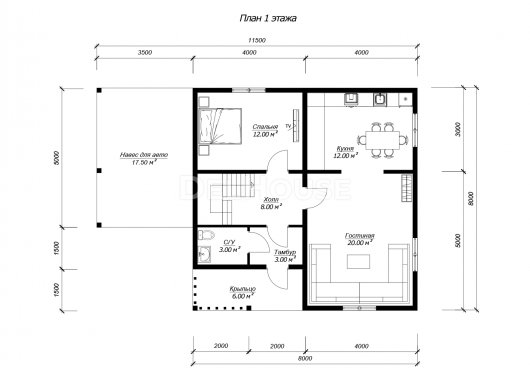 ДБ225 - планировка 1 этажа