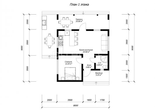 ДБХ002 - планировка 1 этажа