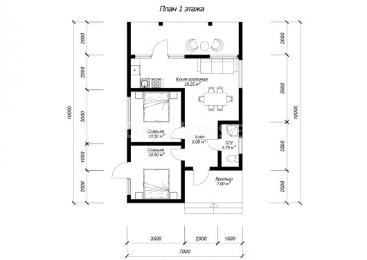 ДБХ004 - планировка 1 этажа