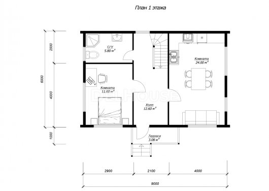 ДБХ011 - планировка 1 этажа