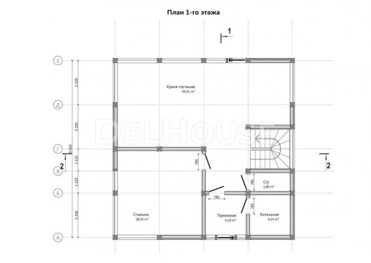 Проект ДФ002 - планировка 1 этажа