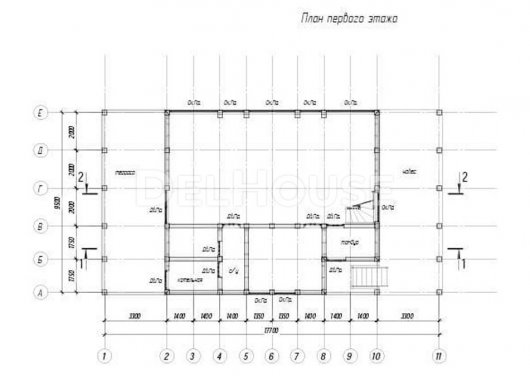 Проект ДФ009 - планировка 1 этажа