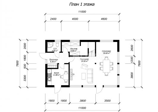 ДФ018 - планировка 1 этажа