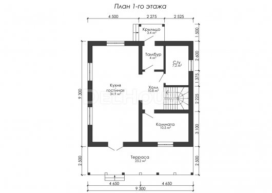 Проект ДГ001 - планировка 1 этажа