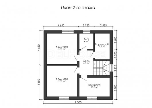 Проект ДГ001 - планировка 2 этажа