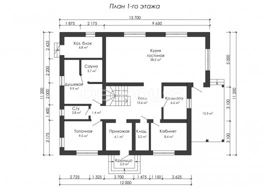 Проект ДГ003 - планировка 1 этажа