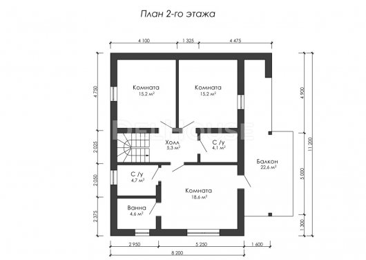 Проект ДГ003 - планировка 2 этажа