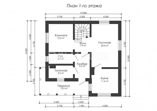 Проект ДГ004 - планировка 1 этажа