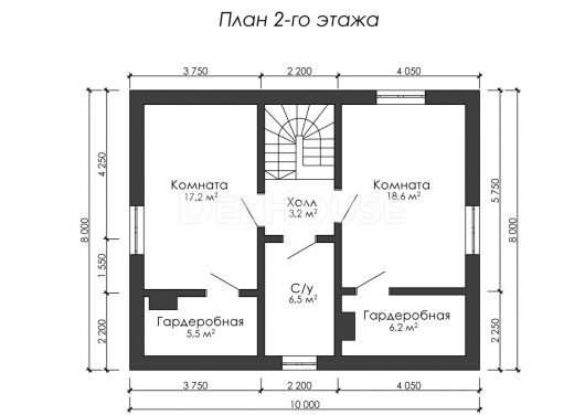 Проект ДГ004 - планировка 2 этажа