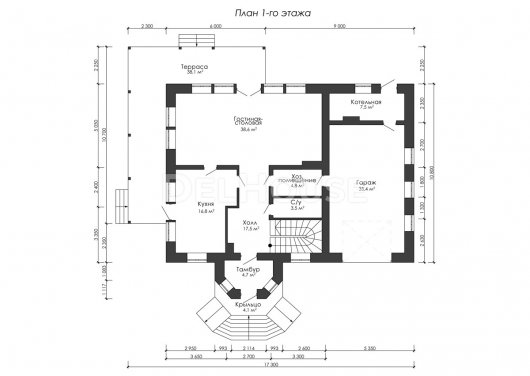 Проект ДГ005 - планировка 1 этажа