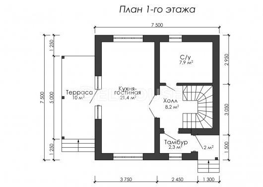 Проект ДГ006 - планировка 1 этажа