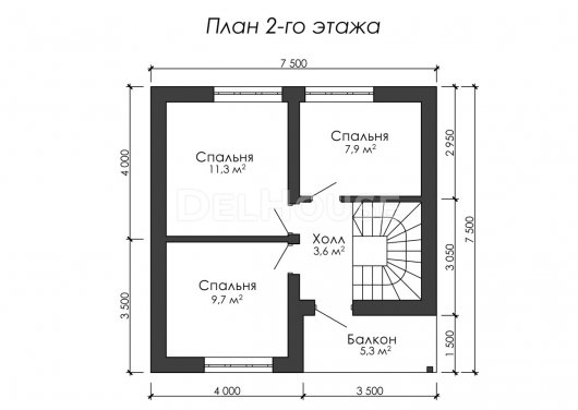 Проект ДГ006 - планировка 2 этажа
