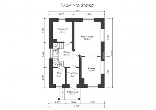Проект ДГ007 - планировка 1 этажа