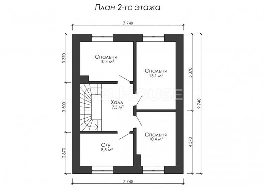 Проект ДГ007 - планировка 2 этажа