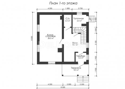 Проект ДГ008 - планировка 1 этажа